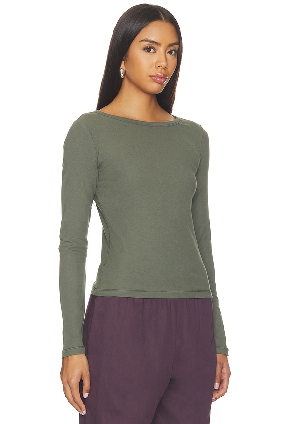 view 2 of 4 Longsleeve Pose Subtle Scoop Top in Army