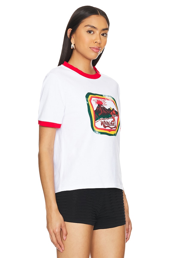 view 2 of 4 Ringer T Shirt in White & Red