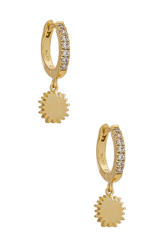 view 1 of 2 BOUCLES D'OREILLES HUGGIE SUN in Ivory & Gold