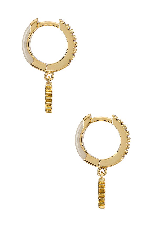 view 2 of 2 BOUCLES D'OREILLES HUGGIE SUN in Ivory & Gold