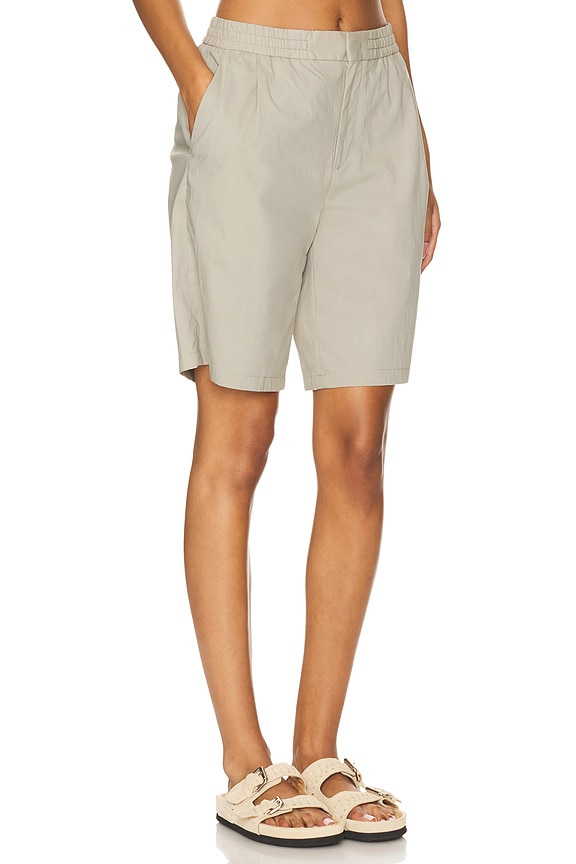 view 2 of 4 Relaxed Nylon Pleated Short in Light Beige