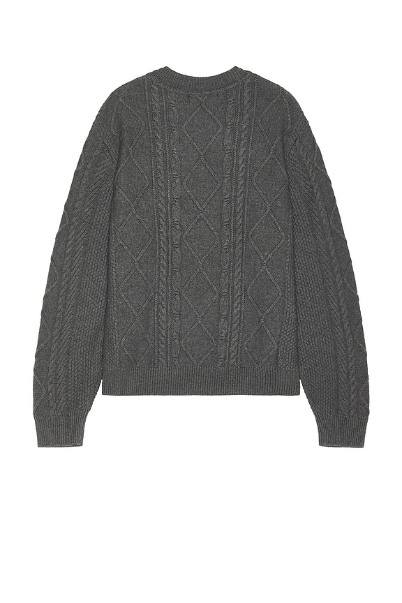 view 2 of 4 Cable Knit V-Neck Sweater in Charcoal