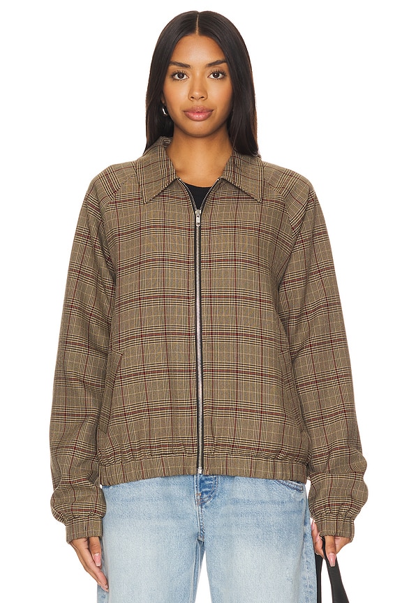 view 2 of 5 Plaid Bomber Jacket in brown & black
