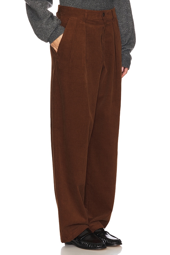view 2 of 5 Wide Leg Pleated Corduroy Pant in Brown