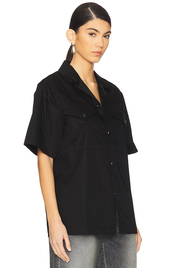 view 2 of 4 Satin Western Short Sleeve Shirt in Black