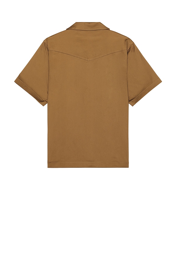 view 2 of 4 Satin Western Short Sleeve Shirt in Olive