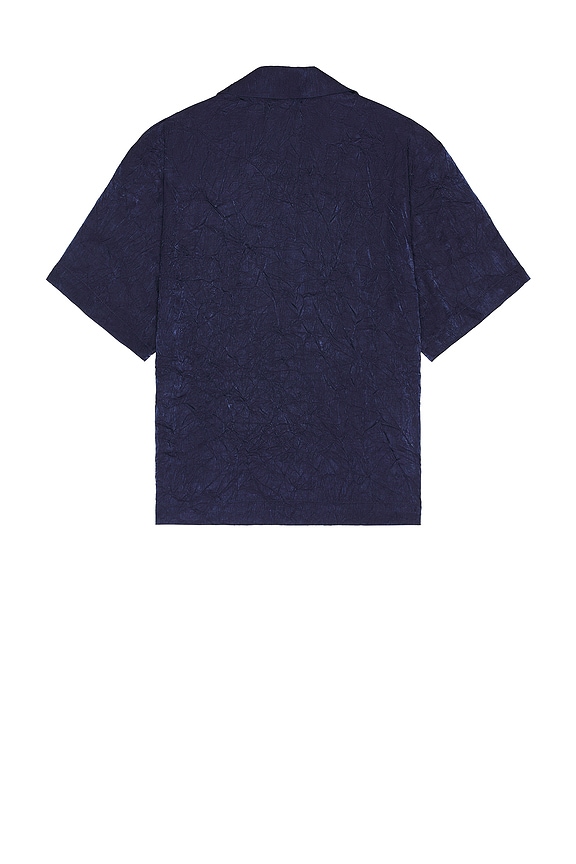 view 2 of 5 Crinkled Short Sleeve Shirt in Navy