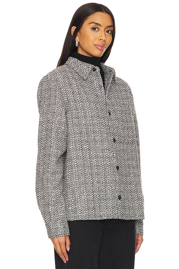 view 2 of 5 Boucle Tweed Shirt Jacket in black & white