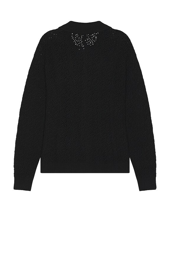 view 2 of 5 Open Knit Long Sleeve Shirt in Black