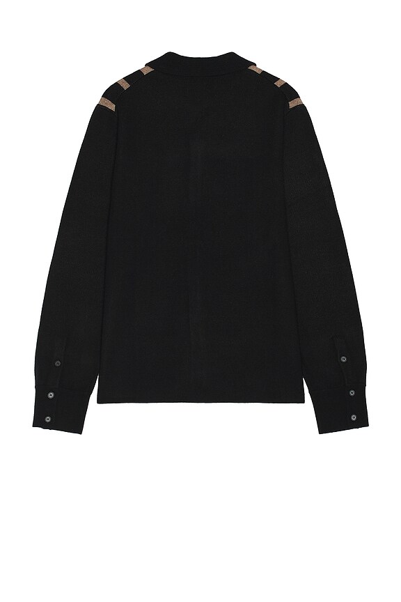view 2 of 4 Vertical Stripe Knitted Work Shirt in Black & Taupe