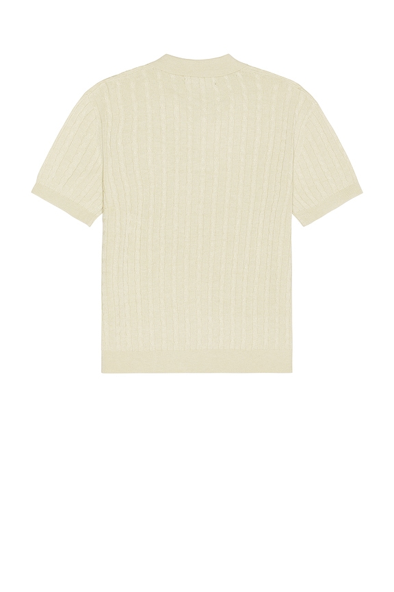 view 2 of 4 Cable Knit Short Sleeve Polo in Beige