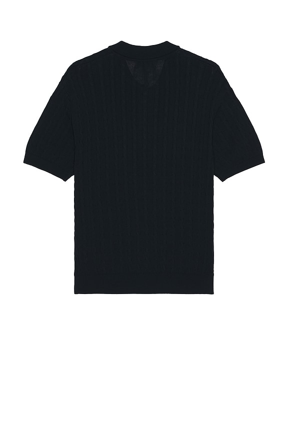 view 2 of 4 Cable Knit Short Sleeve Polo in Navy