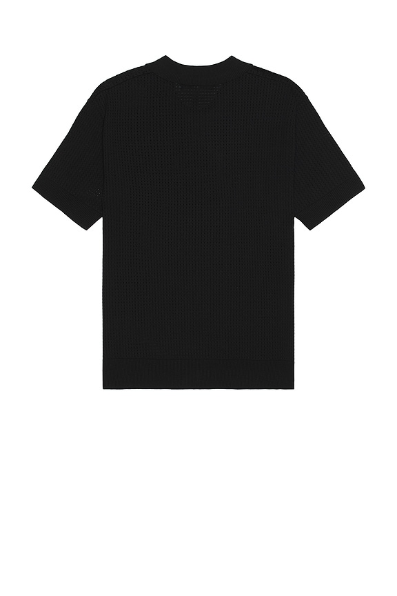 view 2 of 4 Relaxed Open Knit Polo in Black