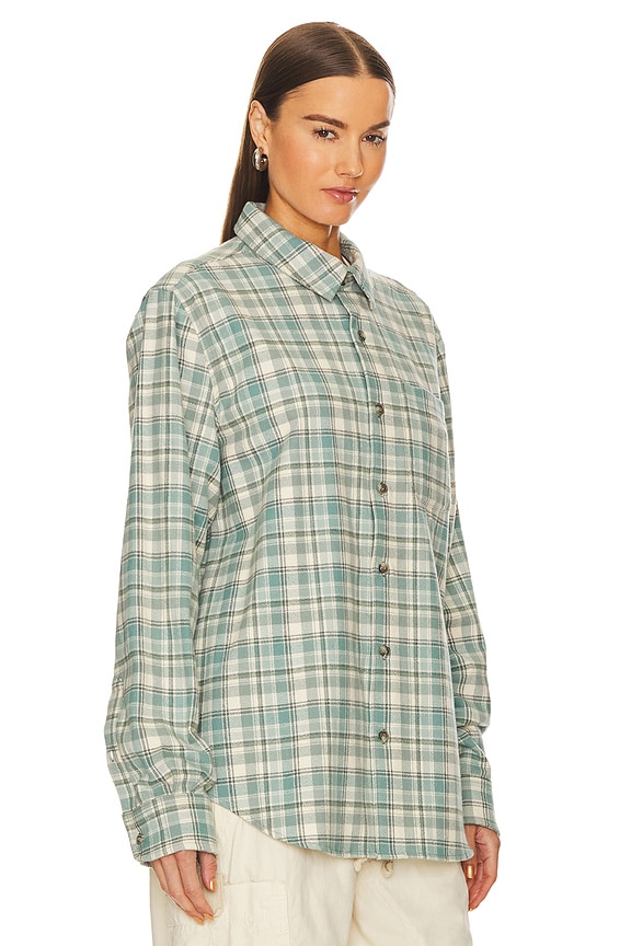 view 2 of 4 The Heavyweight Flannel Shirt in blue & cream
