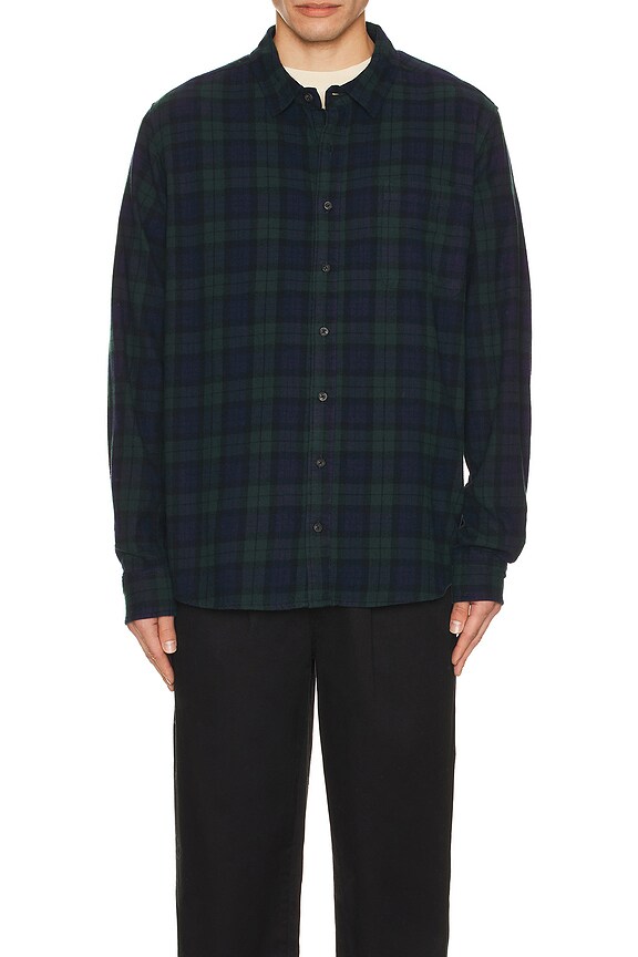view 3 of 4 The Lightweight Flannel Shirt in navy & green