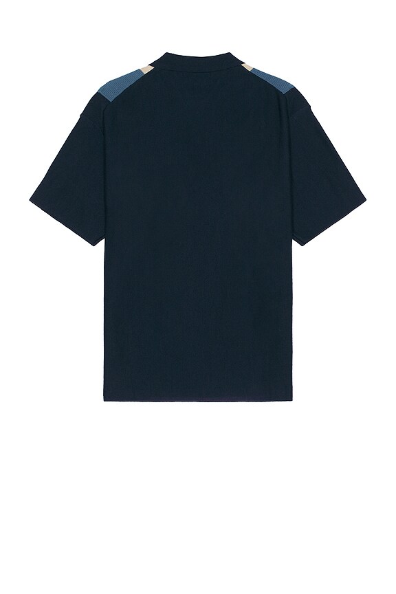 view 2 of 4 Short Sleeve Stripe Knit Polo in Navy & Gold