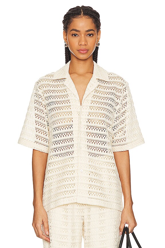 view 2 of 5 Crochet Camp Shirt in Natural