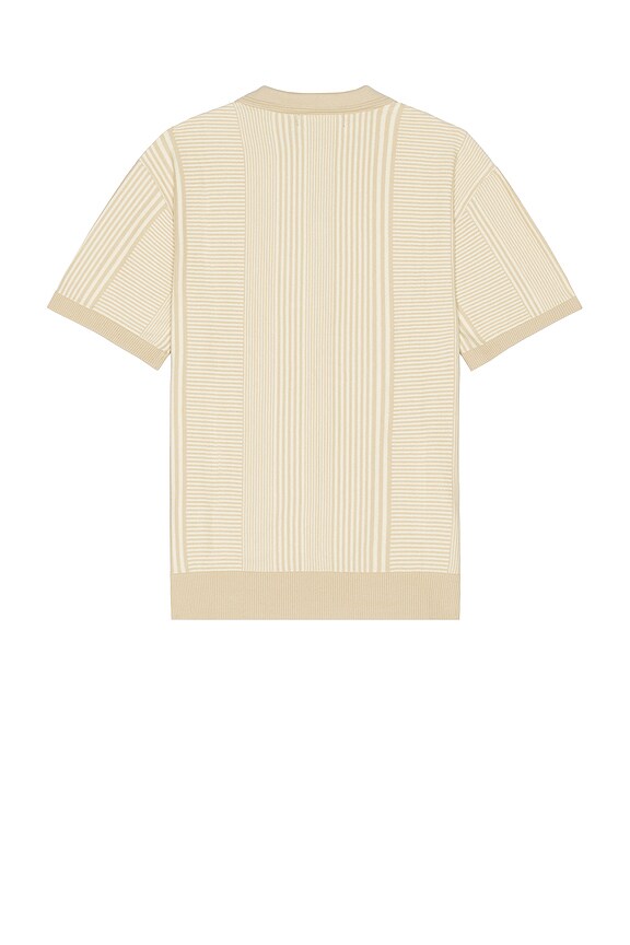 view 2 of 4 Short Sleeve Pattern Knit Polo in Cream & Natural