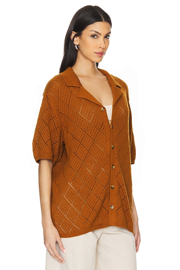 view 2 of 5 Open Knit Camp Shirt in Brown