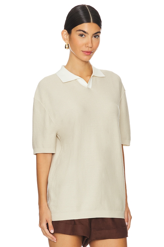 view 2 of 4 Contrast Collar Polo in Beige