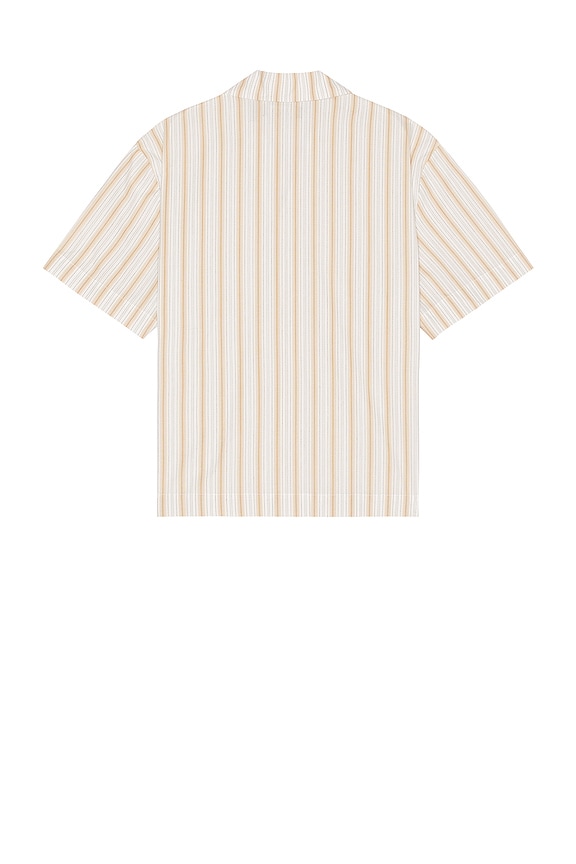 view 2 of 5 Textured Stripe Camp Shirt in White & Sand