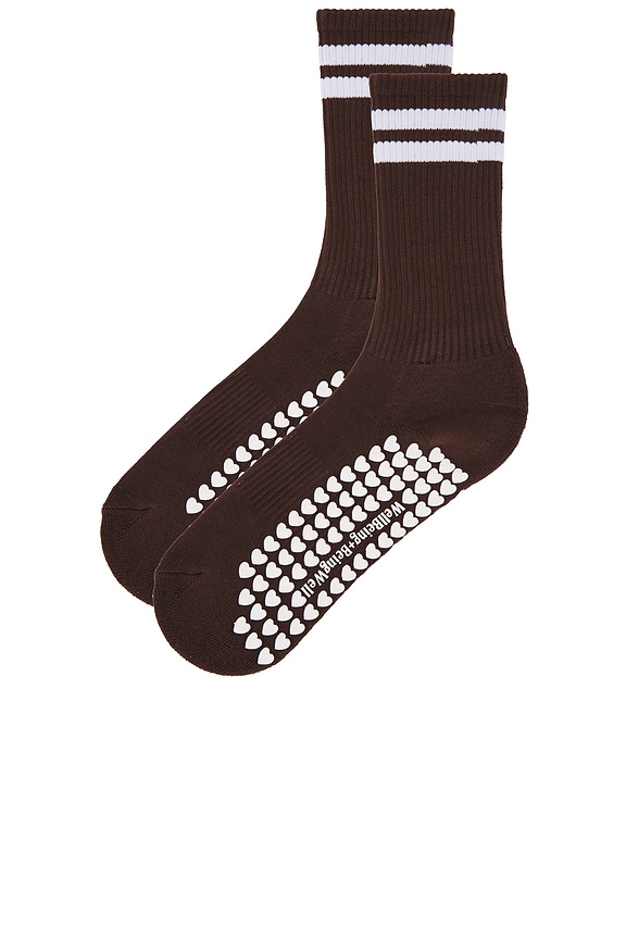 view 2 of 4 STRIPED TUBE GRIP 양말 in Espresso & White