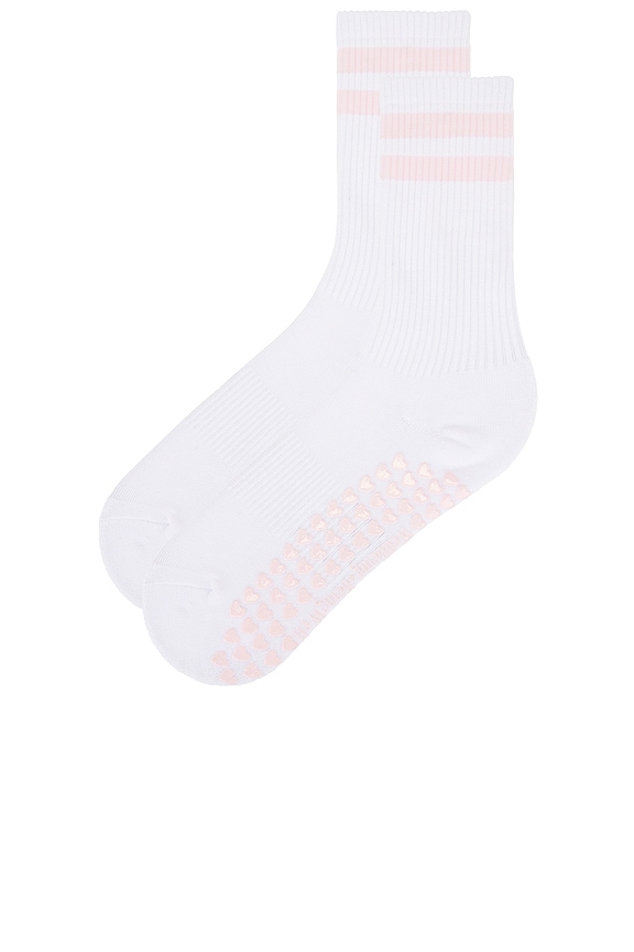 view 2 of 4 CALCETIN STRIPED TUBE in White & Baby Pink