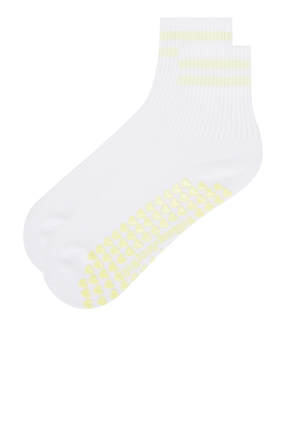 view 2 of 4 CALCETIN STRIPED HALF CREW in White & Baby Yellow