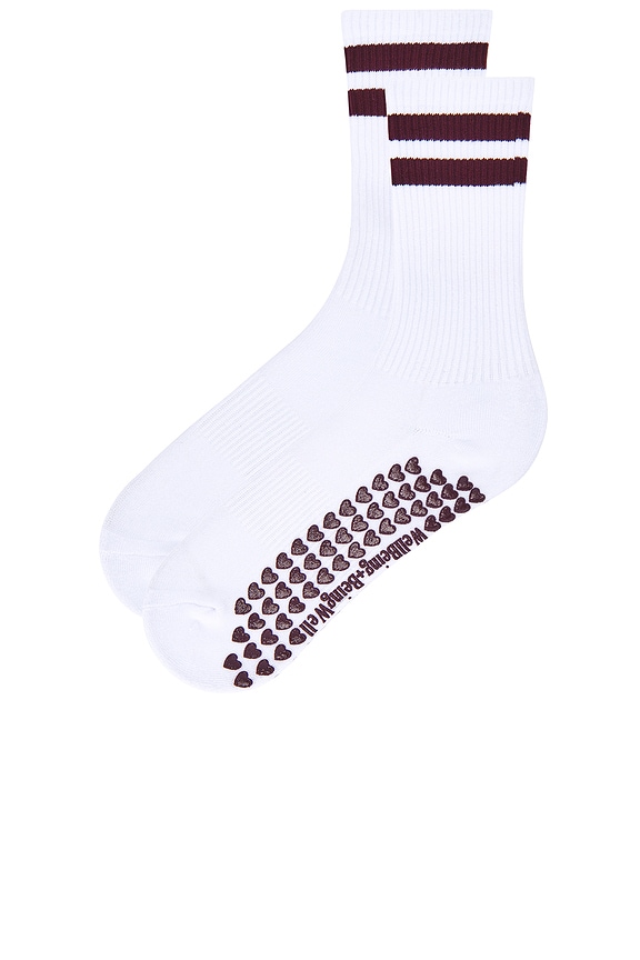 view 2 of 2 Striped Tube Grip Sock in White & Port Royale