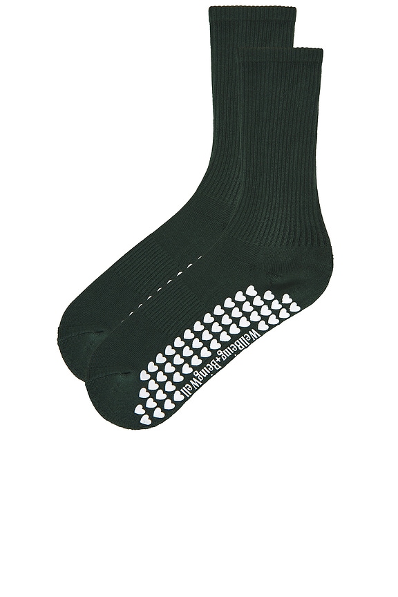 view 2 of 2 Tube Grip Sock in Forest Green & White