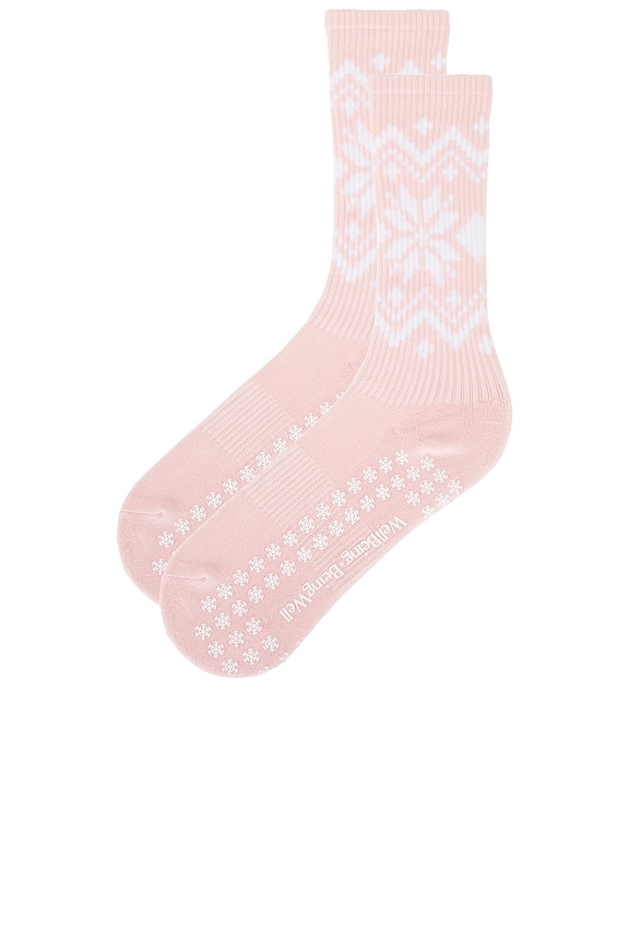 view 2 of 4 Fair Isle Grip Sock in Pink Tulle & White