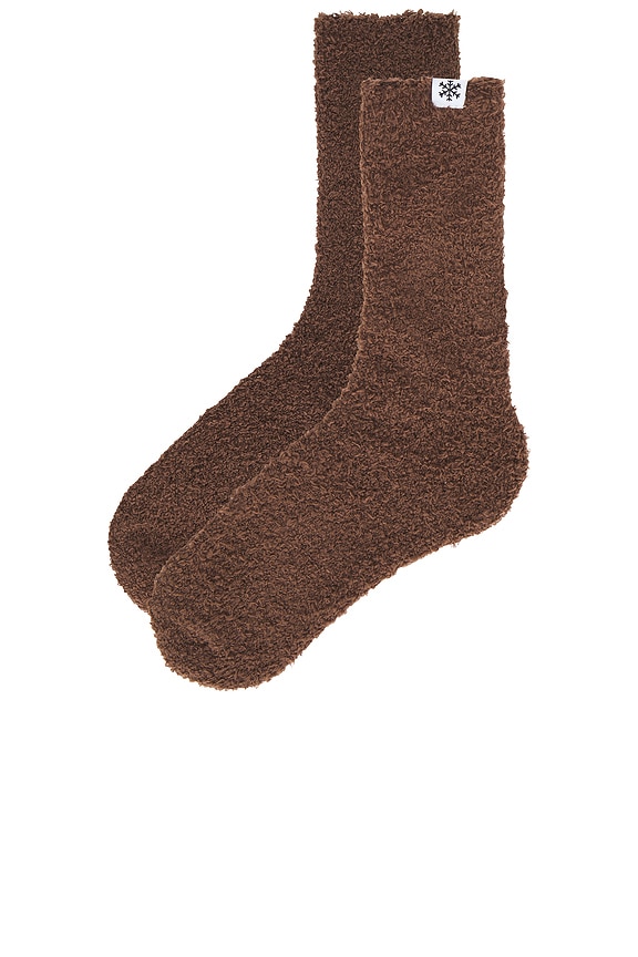 view 2 of 2 Plush Lounge Sock in Chocolate Brown