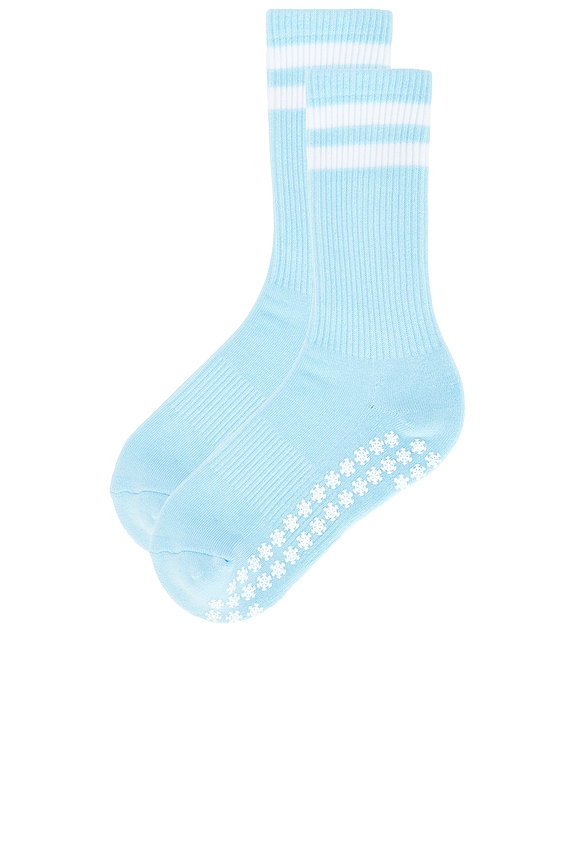 view 2 of 4 CHAUSSETTES STRIPED TUBE GRIP SOCK in Ice Blue & White