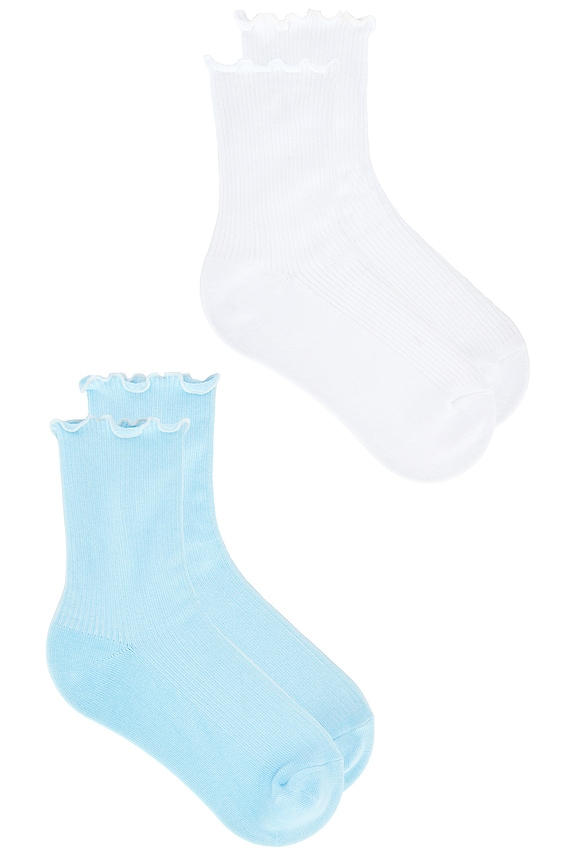 view 2 of 3 RUFFLE SOCK 2 PACK 양말 in Ice Blue & Blanc White