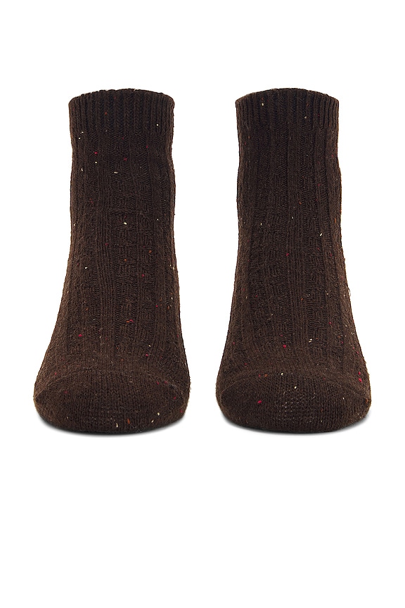 view 2 of 5 Wellbeing Embroidered Crew Sock in Choco Brn Heat Whte