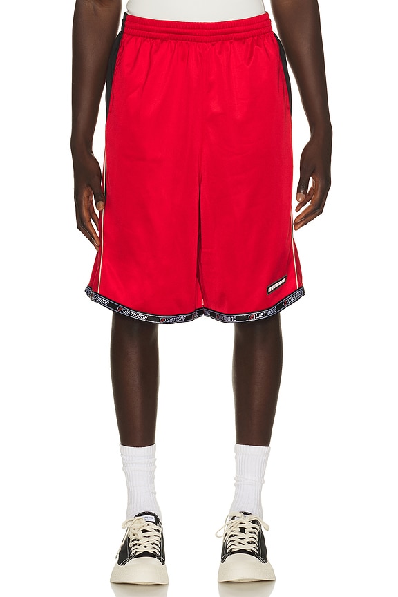 view 1 of 5 Sporty Football Jersey Shorts in Red