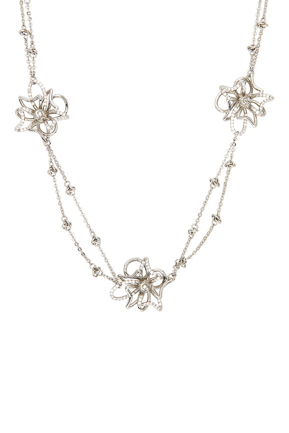 view 2 of 2 Crystal Twisted Wire Necklace in Silver