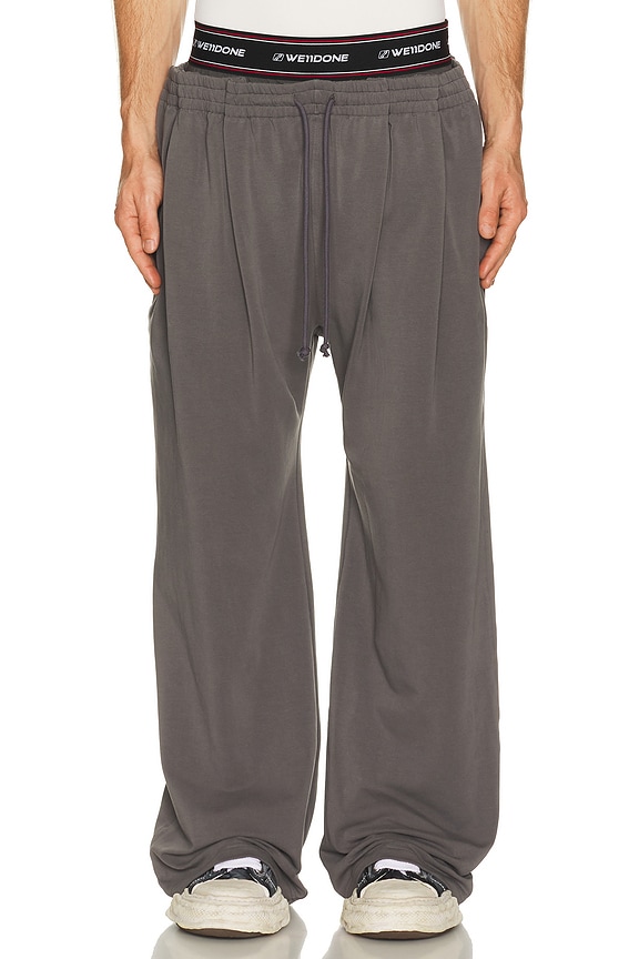 view 1 of 5 Layered Tucked Sweatpants in Dark Grey