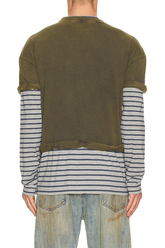 view 2 of 5 Layered Striped T-Shirt in Grey