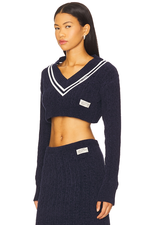 view 2 of 4 Cable Cropped Sweater in Navy