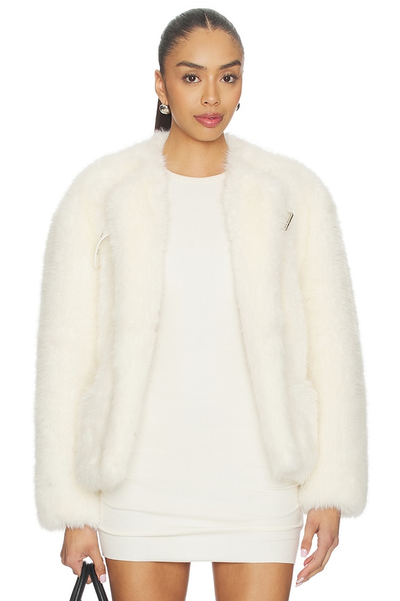 view 2 of 5 Faux Fur Belt Jacket in Ivory