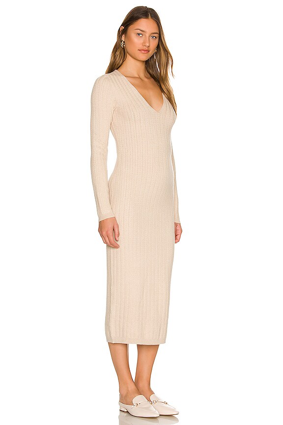 view 2 of 3 Lux Herringbone Midi Dress in Sandstone