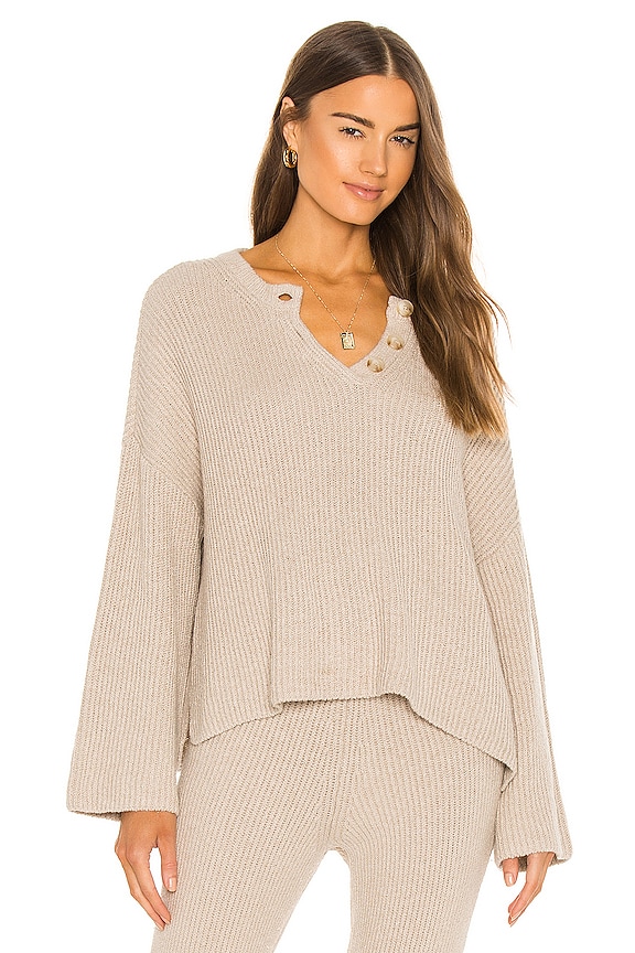 view 1 of 4 Oversized Rib Henley in Nude