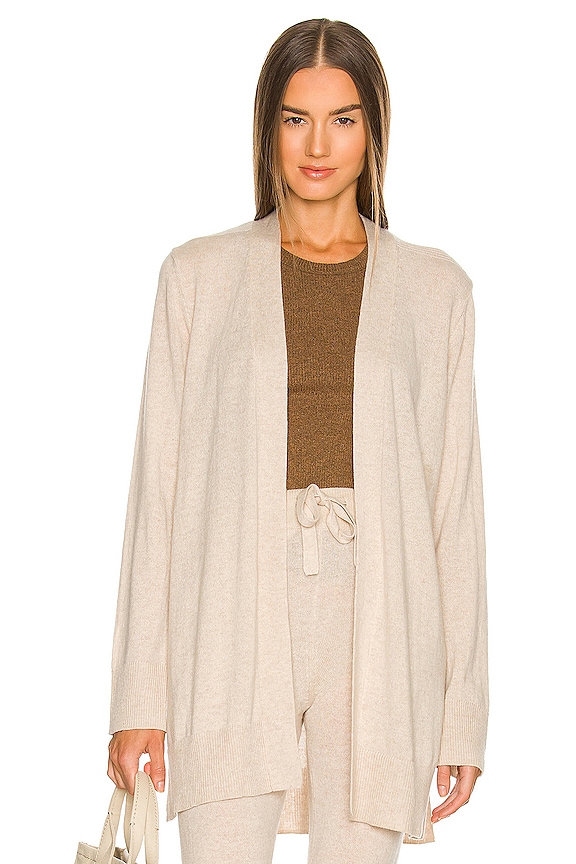 view 1 of 5 Tanner Recycled Cashmere Cardigan in Heather Oatmeal