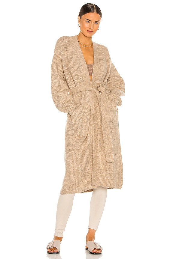 view 1 of 4 Plush Rib Wrap Cardi in Wheat Brown