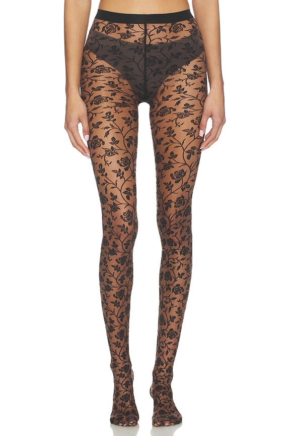 view 1 of 2 Rose Tights in Umber & Black