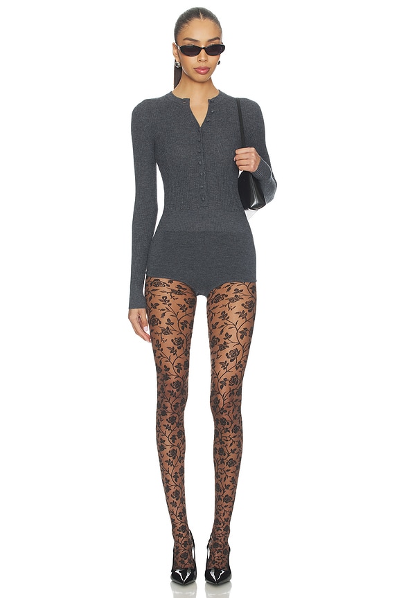 view 2 of 2 Rose Tights in Umber & Black