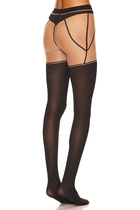view 2 of 3 Garter Belt Tights in Fairly Light & Black