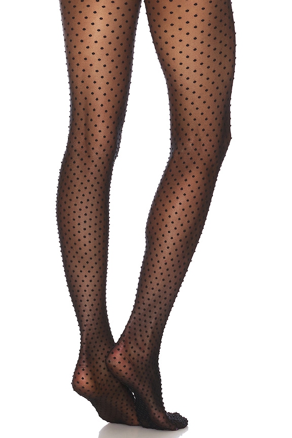 view 2 of 2 Satin Touch Dots Tights in Black