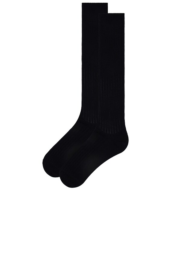 view 2 of 2 Luxury Cotton Rib Knee-highs in Black